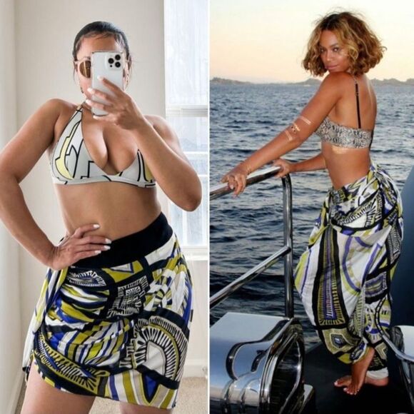 Beyoncé Knowles in Classic EMILIO PUCCI Runway Blue and Yellow Wrap Skir… - Picture 3 of 11